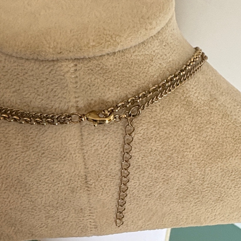 Gold-Tone Rose Quartz Stone Layered Tassel Necklace - Picture 7 of 9